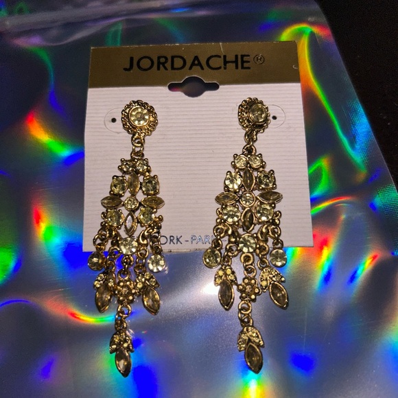 Vintage earrings Crystal rhinestone Bollywood body jewelry chain chandelier - Picture 3 of 3